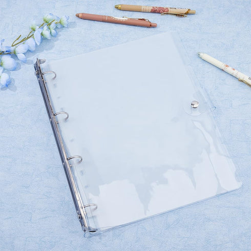 SUPERFINDINGS 2PCS Clear A4 Notebook Binder, PVC Plastic Covers, 4 Rings, Loose Leaf Binder, 12.4x10.4x1.18inch