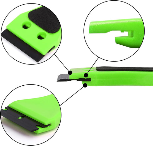 2pcs 6-inch 100 EHDIS Plastic Razor Scraper Long Handle Adhesive Remover Tool with Double-Edge Blades for Window Tint