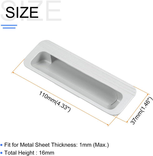 Recessed Flush Pull Handle (110x37x16mm) 2Pcs, Plastic Rectangular Inset Hidden Handles - for Home Cupboard Door Drawer, Gray by METALLIXITY