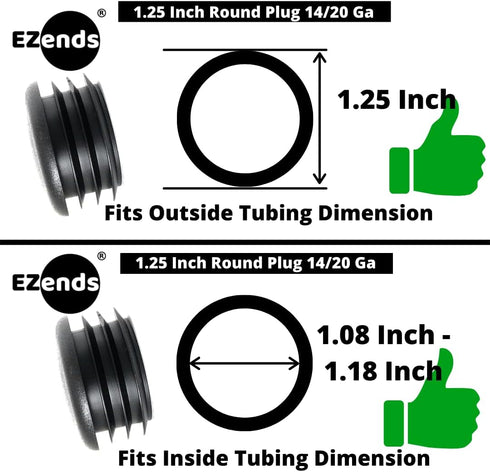 Premium Grade 1 1/4 Inch Round Plastic Plugs, 8 Pack, Durable Chair Glide Sliders, Black