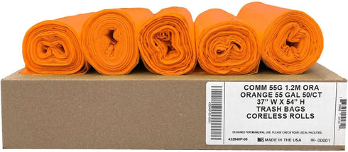 Ultrasac Heavy Duty 55 Gallon Orange Trash Bags - (Value 50 Pack)