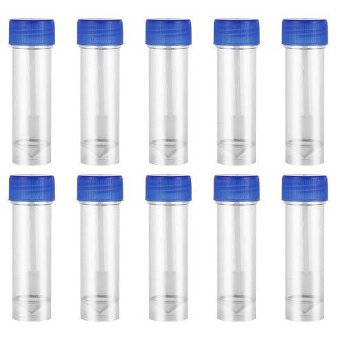 Plastic Specimen Cup with Lid, Stool Container Without Label, Laboratory Medical Use, 25-30ml, 10pcs