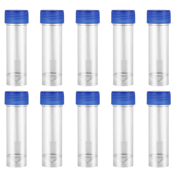 Plastic Specimen Cup with Lid, Stool Container Without Label, Laboratory Medical Use, 25-30ml, 10pcs