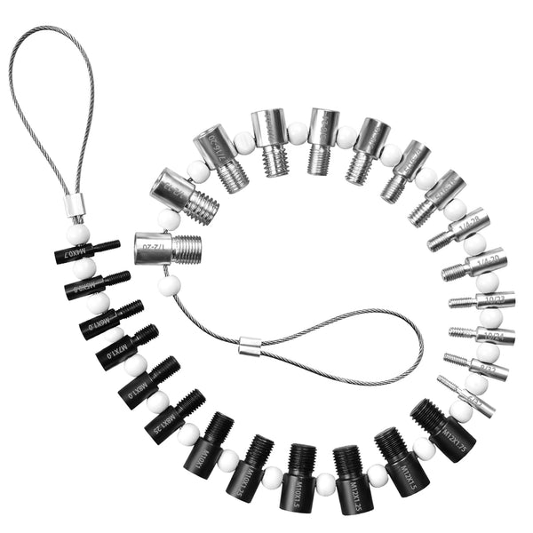 Nut & Bolt Thread Checker - 26 Male/Female Gauges for 14 Inch & 12 Metric Thread Size Identification