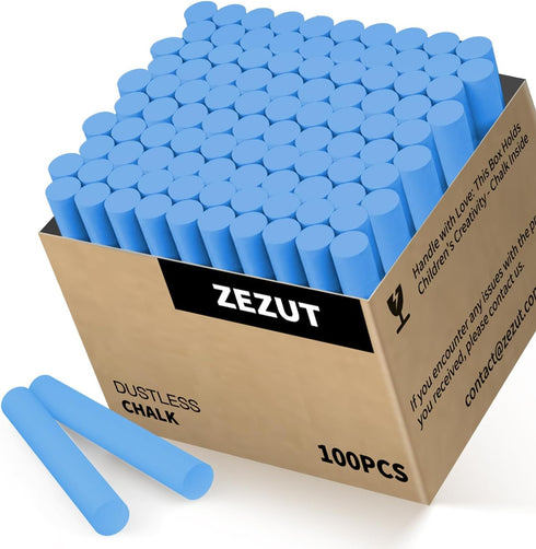 Blue Chalk Dustless 100PCS Bulk Non-Toxic Chalks Stick for Chalkboard Blackboard