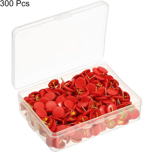 PATIKIL Push Pins - 300 Pack Plastic Round Pushpin Decorative Thumb Tacks for Cork Board, Red Steel Point