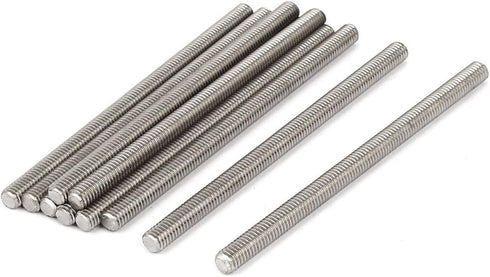 uxcell M6 x 100mm 304 Stainless Steel Fully Male Threaded Rod Bar Studs, 10 Pcs