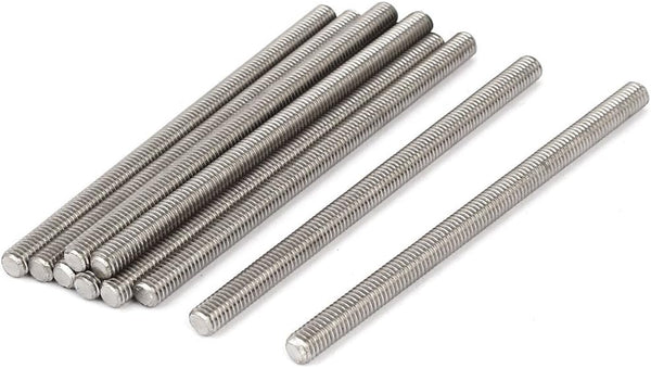 uxcell M6 x 100mm 304 Stainless Steel Fully Male Threaded Rod Bar Studs, 10 Pcs