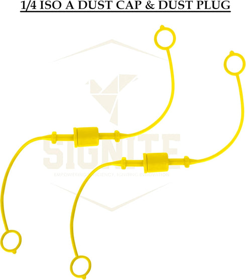 4 Set, 1/4 ISO A Hydraulic Hose Caps and Plugs, Quick Disconnects Air Coupler Cover with Retention Ring