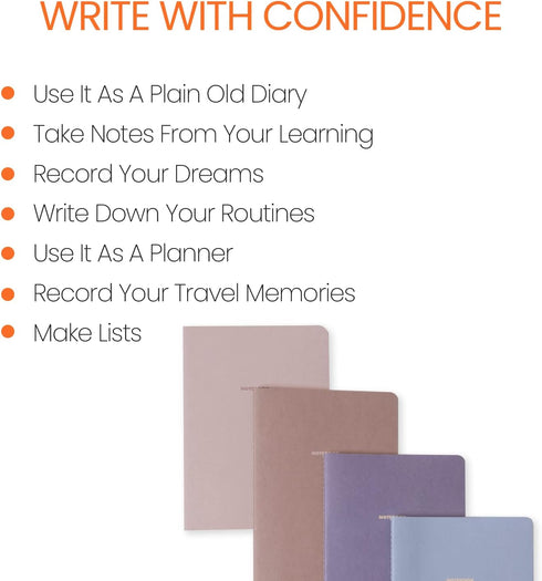 Notebook Journal, A5, 8 Pack, 5.5 x 8 in, Cute Soft Paper Cover, Thin Writing Journal for Travel, Meditation, Wedding