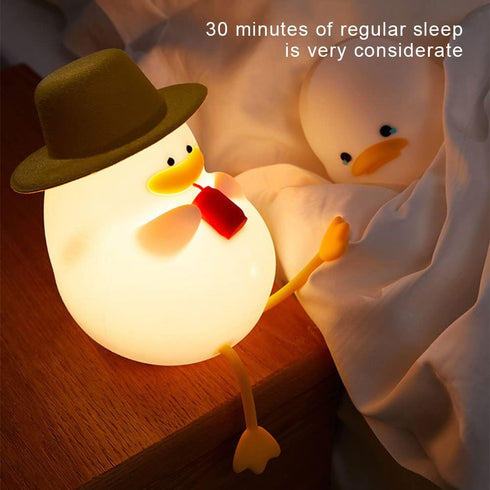 LVOERTUIG 30 Cute Duck USB Rechargeable Night Light, Silicone Kids Lamp with Minute Timer & Tap Control, for Nursery