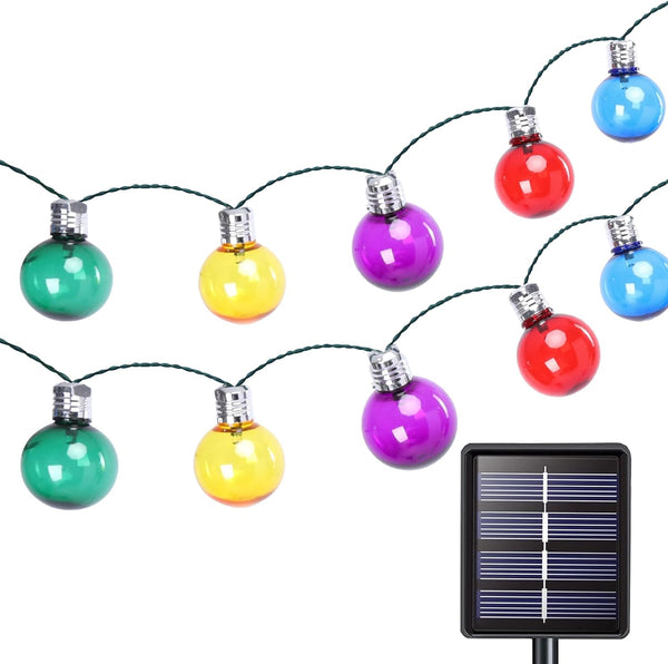 Vigdur Solar String Lights Outdoor, 2 Pack 7Ft Globe Multicolor String Lights