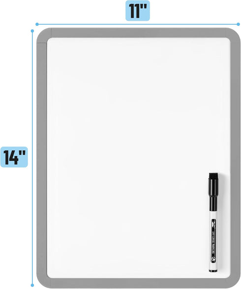 Mr. Pen Dry Erase Board - 14” x 11” with Black Marker, Gray Frame, Small White Board for Kids
