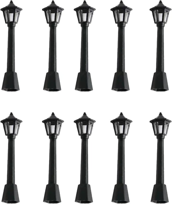 Pxiryanlow 10PCS Mini Street Light Model Railway Train Lamp Miniature Plastic Village Pathway