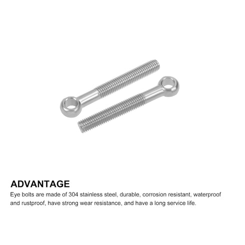 Shoulder Swing Lifting Bolt (M12x90mm) 1Pcs, 304 Stainless Steel Eye Bolts for Home Renovation, Pipeline Gate Valves