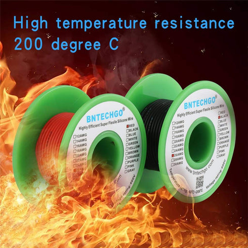 BNTECHGO 26 Gauge Silicone Wire Spool, 50ft Red and 50ft Black, Flexible 26 AWG Stranded Tinned Copper Wire