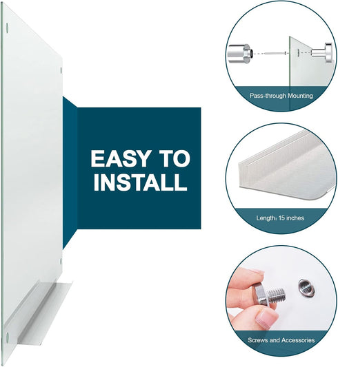 J&J Worldwide Install Fittings, Includes Hardware, Maker Tray, Markers, Eraser, and 4 Magnets, Black