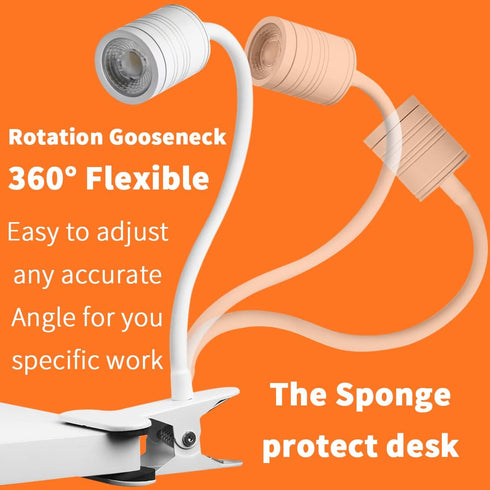 EAGLOD LED Clamp Light, Portable Clip Light with 3 Brightness, USB Plug, 360 Flexible Gooseneck for Night Reading