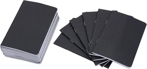 Yansanido 24 Pcs Pocket Notebook, 5.5 Inch x 3.5 Inch, Black Cover, 32 Sheets, 8 mm Ruled Pages, 70 Gsm Paper