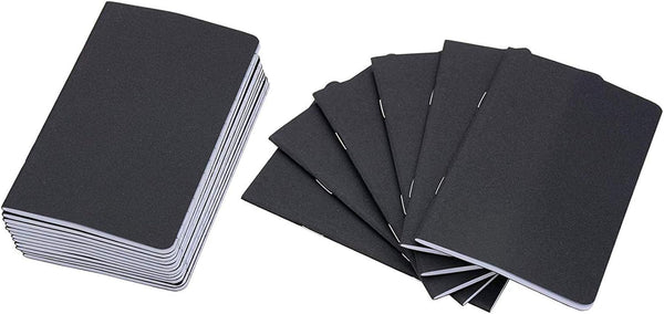 Yansanido 24 Pcs Pocket Notebook, 5.5 Inch x 3.5 Inch, Black Cover, 32 Sheets, 8 mm Ruled Pages, 70 Gsm Paper