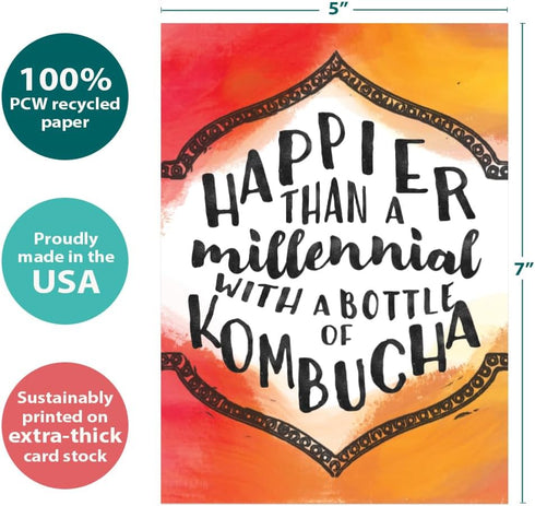 Tree-Free Greetings Birthday Cards, Artful Designs, 1 Card + Matching Envelopes, Made in USA, 100% Recycled Paper, 5"x7"