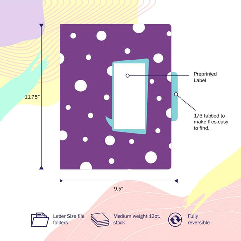 Barker Creek Happy File Folders, Set of 12, Letter Size, 1/3 Cut Tabs for Home, School, Office