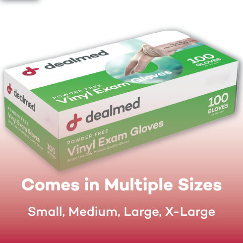 100 Dealmed Vinyl Exam Protection ct. Medium Medical, Kitchen, Disposable, Non-Irritating Latex Free