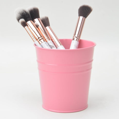 Pen Holder Cup for Desk, Metal Marker Organizer, Small Tinplate Flower Pot for Office Home Storage (2 Pack, Gold)