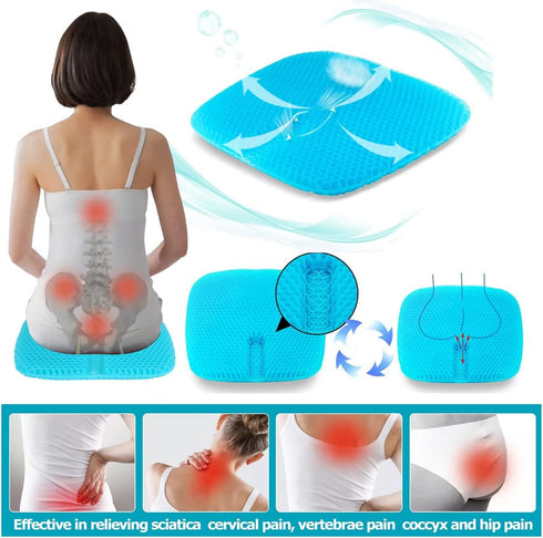 masteymoh 18.5x17.3x1.2 Inches Gel Seat Cushion for Long Sitting, Gel Cushions for Pressure Sores Relief, Cooling Gel