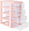DOITOOL 4 Drawer Cube Storage Organizer, Plastic Makeup Organizer for Office Supplies, Desktop Storage Station, Pink
