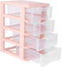 DOITOOL 4 Drawer Cube Storage Organizer, Plastic Makeup Organizer for Office Supplies, Desktop Storage Station, Pink