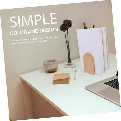 Wooden Bookends for Desk Organization - Simple Style