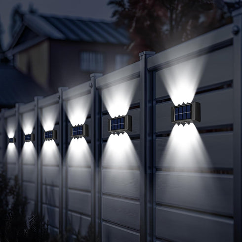 8 Pack 6000K Rossesay Solar Wall Lights for Outside Cold Solar Fence Lights Up and Down LED Autumn Outdoor Decorative
