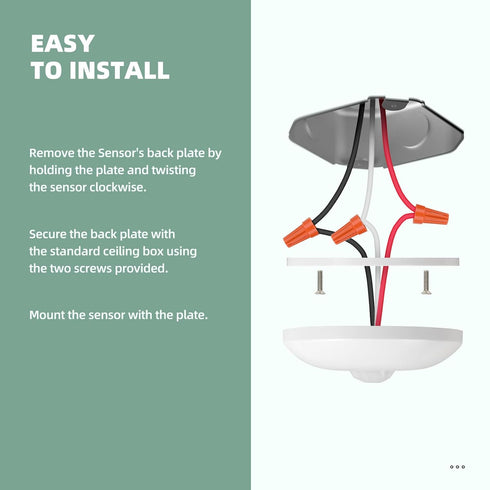 ECOELER 360 PIR Ceiling Sensor Switch, Hard-Wired Occupancy Motion Sensor with Slim Design, Degree Field of View High