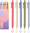 Kaco Pack of 5 Pieces Colored Ink Pens - Retractable Cute 0.5mm Fine Point Pens for Note Taking