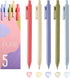 Kaco Pack of 5 Pieces Colored Ink Pens - Retractable Cute 0.5mm Fine Point Pens for Note Taking