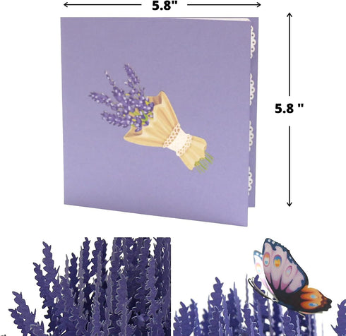 CUTE POPUP Enchanting Lavender Pop Up Card, Mesmerizing Purple Flower Design for Birthdays, Anniversaries, Mother's Day