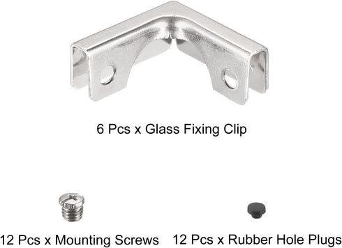 Glass Fixing Clip, 6pcs for 3-6mm L-shaped Glass - Reinforced Bracket Clamp for Display Cabinet, Fish Tank