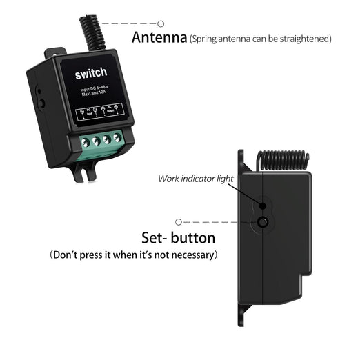 Mini12v Switch,12v with10a 5v 6v 9v 24v 48v 12volt Remote Control Wireless Remote Switch Relay, DC Remote On Off Switch