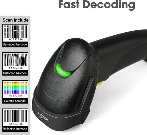 Fangtek 1D 1D) Handheld USB Barcode Scanner Wired Bar Code Reader with USB Cable for Supermarket, Convenience Store