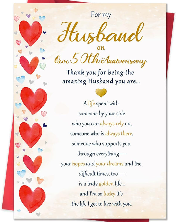 Beixian Romantic 50th Anniversary Card for Husband, Funny 50 Year Anniversary Card Gifts