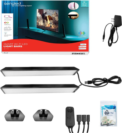 Sengled 2 Pack LED Play Light Bars & Multicolor Smart WiFi Lights, Base Kit, Multi-Mode Support for Movies, Games