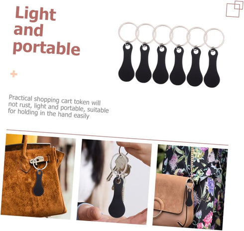 6Pcs Stainless Steel Shopping Cart Tokens Keychain Grocery Trolley Coins Portable Quarter Coin for Supermarket Use