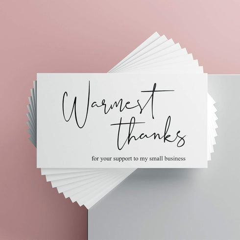 Thank You Cards for Small Business – Elegant Design with Warmest Thanks – 3.5 x 2 Inches, 100 pcs, 300GSM Card Stock