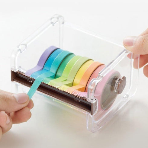 Washi Tape Dispenser & Cutter, Roll Holder Organizer for Masking Tape Desktop DIY Sticker Storage