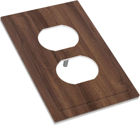 GNIXYUNXI 1 Outlet Covers Dark Walnut Wood Grain Gang Duplex Light Switch Cover Plate Decorative Switch Plate Covers