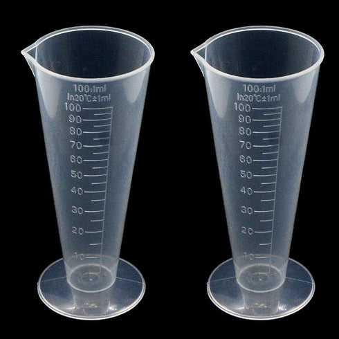 YXQ 2 Pcs 100mL Plastic Graduated Measuring Cup, Capacity Beaker, Cone Shape Round Base for Labs Kitchen Clear