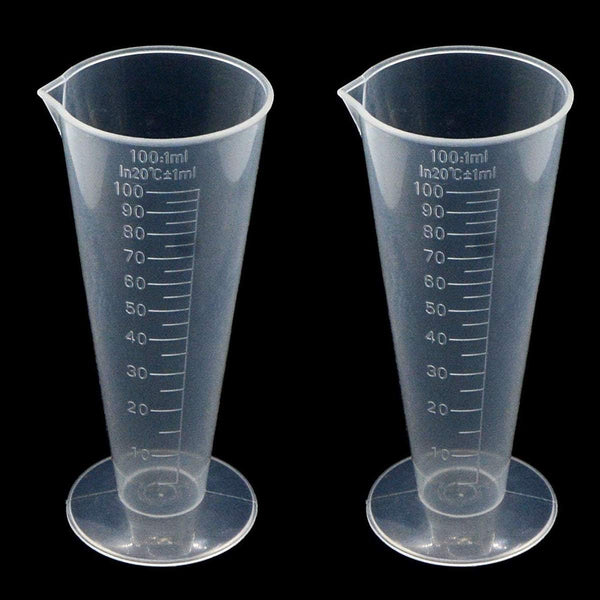 YXQ 2 Pcs 100mL Plastic Graduated Measuring Cup, Capacity Beaker, Cone Shape Round Base for Labs Kitchen Clear