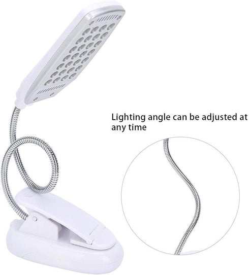 Haofy 6W Desk Lamp, 28 LED Clip-On Reading Light, 360 Degree Rotating Table Lamp, USB Rechargeable/Battery