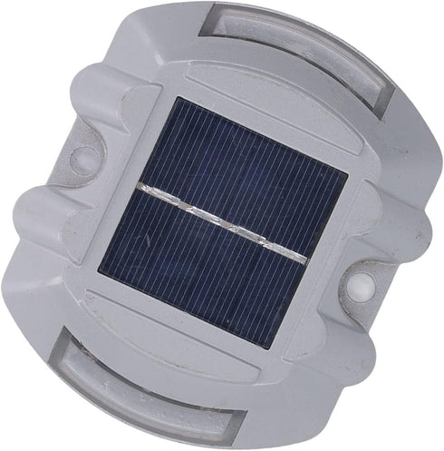 IP68, Solar Deck Light with Reflective Flashing, Waterproof Aluminum Alloy, Silver - Long Lasting Battery, Smart Sun